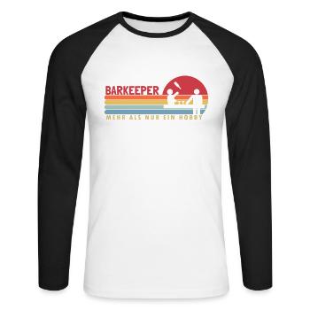Barkeeper mehr als ein Hobby Mixologist Barmann - Unisex Baseballshirt langarm - Weiß/Schwarz - Vorne - Nik (191cm)