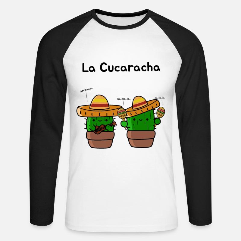 La Cucaracha - Unisex Baseballshirt langarm - Weiß/Schwarz