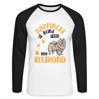 Wolfspitz fait le bonheur Spitz allemand - T-shirt baseball manches longues Homme - blanc/noir - Devant - Nik (191cm)