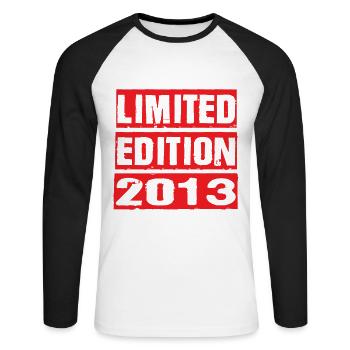 Limited Edition 2013 Birthday 2013 Vintage Retro - Unisex Long Sleeve Baseball T-Shirt - white/black - Front - Nik (191cm)