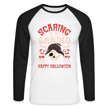 Lustiger Sensenmann-liebhaber Halloween Horror - Unisex Baseballshirt langarm - Weiß/Schwarz - Vorne - Nik (191cm)