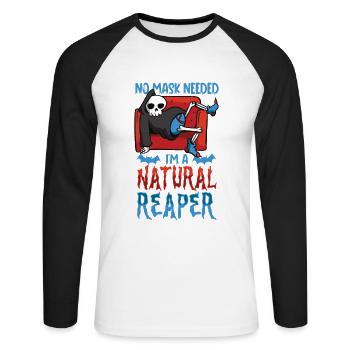 Lustiger Sensenmann-liebhaber Halloween Horror - Unisex Baseballshirt langarm - Weiß/Schwarz - Vorne - Nik (191cm)
