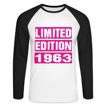 Édition limitée 1963 - T-shirt baseball manches longues Homme - blanc/noir - Devant - Nik (191cm)