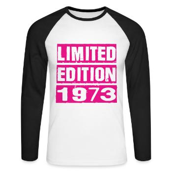 Édition limitée 1973 - T-shirt baseball manches longues Homme - blanc/noir - Devant - Nik (191cm)