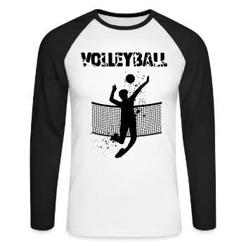 A volleyball player abstract art sport - Unisex Long Sleeve Baseball T-Shirt - white/black - Front - Nik (191cm)