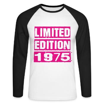Édition limitée 1975 - T-shirt baseball manches longues Homme - blanc/noir - Devant - Nik (191cm)