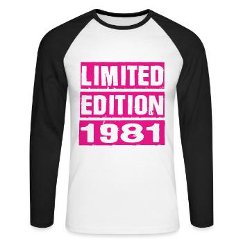 Édition limitée 1981 - T-shirt baseball manches longues Homme - blanc/noir - Devant - Nik (191cm)
