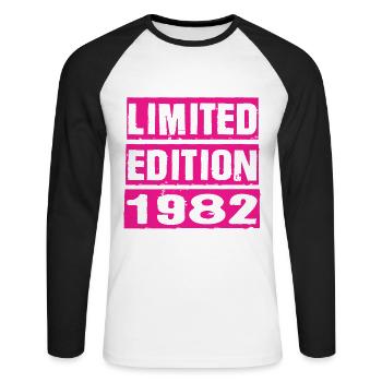 Édition limitée 1982 - T-shirt baseball manches longues Homme - blanc/noir - Devant - Nik (191cm)