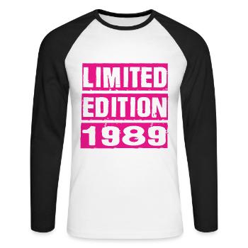 Édition limitée 1989 - T-shirt baseball manches longues Homme - blanc/noir - Devant - Nik (191cm)