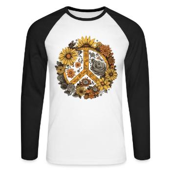 Costume Hippie Signe de la Paix - T-shirt baseball manches longues Homme - blanc/noir - Devant - Nik (191cm)