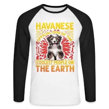 Havanese official dog of the coolest people - Unisex Baseballshirt langarm - Weiß/Schwarz - Vorne - Nik (191cm)
