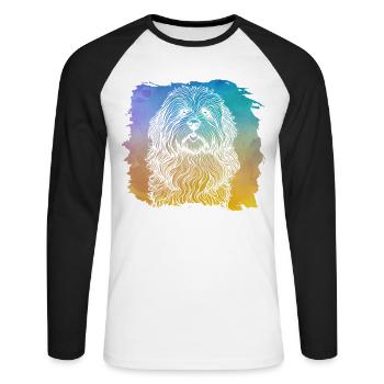 Havanais rétro - T-shirt baseball manches longues Homme - blanc/noir - Devant - Nik (191cm)