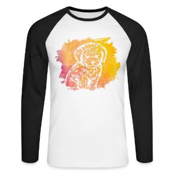 Havanais rétro - T-shirt baseball manches longues Homme - blanc/noir - Devant - Nik (191cm)