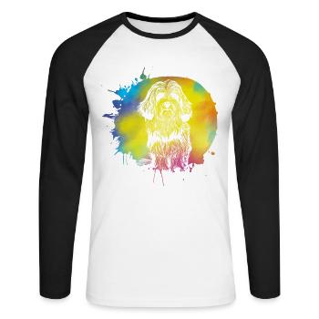 Havanais rétro - T-shirt baseball manches longues Homme - blanc/noir - Devant - Nik (191cm)