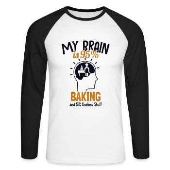 Mon cerveau est composé à 95% de Baking Hobbybäcker Bäckerei - T-shirt baseball manches longues Homme - blanc/noir - Devant - Nik (191cm)