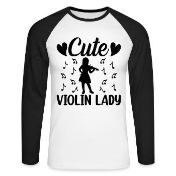 Joli violon Lady Violon Notes de musique Violoniste - T-shirt baseball manches longues Homme - blanc/noir - Devant - Nik (191cm)