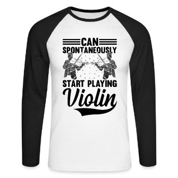 Can Spontaneously Start Playing Violin Violin Play - Unisex Baseballshirt langarm - Weiß/Schwarz - Vorne - Nik (191cm)