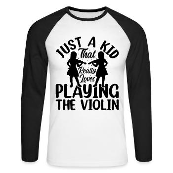 Juste un enfant qui aime vraiment jouer du violon Vi - T-shirt baseball manches longues Homme - blanc/noir - Devant - Nik (191cm)