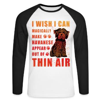 Havanese Lustiger Spruch - Unisex Baseballshirt langarm - Weiß/Schwarz - Vorne - Nik (191cm)