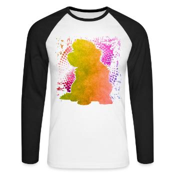 Havanais rétro - T-shirt baseball manches longues Homme - blanc/noir - Devant - Nik (191cm)
