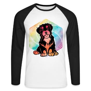 Rétro havanais - T-shirt baseball manches longues Homme - blanc/noir - Devant - Nik (191cm)