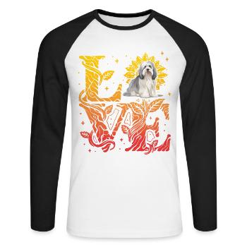 Amour de chien havanais - T-shirt baseball manches longues Homme - blanc/noir - Devant - Nik (191cm)