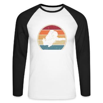 Retro Spaceship Taikonaut Cosmonaut Spaceman - Unisex Long Sleeve Baseball T-Shirt - white/black - Front - Nik (191cm)