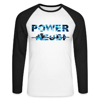 POWER AZUBI - der Auszubildende der Gas gibt Humor - Unisex Baseballshirt langarm - Weiß/Schwarz - Vorne - Nik (191cm)