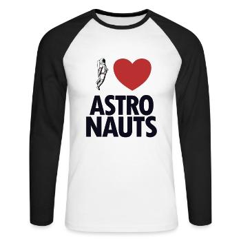 I Love Astronauts Cosmonaut Spaceship Taikonaut - Unisex Long Sleeve Baseball T-Shirt - white/black - Front - Nik (191cm)