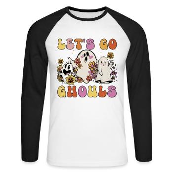 Let's Go Ghouls - Unisex Long Sleeve Baseball T-Shirt - white/black - Front - Nik (191cm)