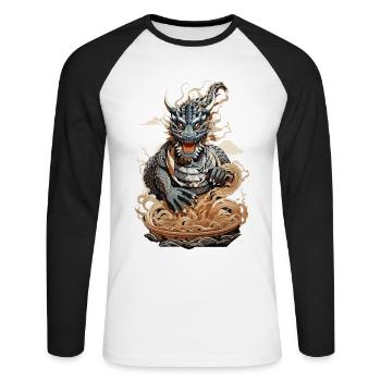Ramen Dragon Noodle Myth Japanese Design - Unisex Long Sleeve Baseball T-Shirt - white/black - Front - Nik (191cm)