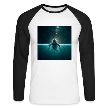 Taikonaut, Cosmonaute, Vaisseau spatial, Homme de l’espace - T-shirt baseball manches longues Homme - blanc/noir - Devant - Nik (191cm)