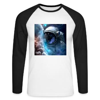 Vaisseau spatial, Taikonaut, Cosmonaute, Homme de l’espace - T-shirt baseball manches longues Homme - blanc/noir - Devant - Nik (191cm)