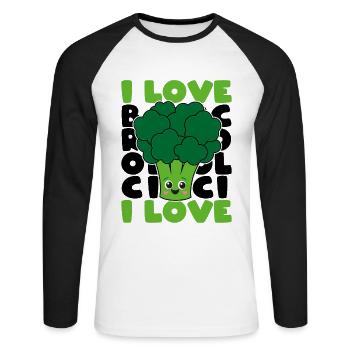 I Love Broccoli Broccoli Vegetable Garden Gift - Unisex Long Sleeve Baseball T-Shirt - white/black - Front - Nik (191cm)