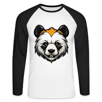 Tête de panda - T-shirt baseball manches longues Homme - blanc/noir - Devant - Nik (191cm)
