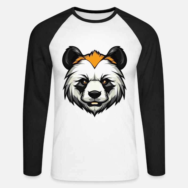 Panda Kopf - Unisex Baseballshirt langarm - Weiß/Schwarz