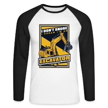 I Dream I'm An Excavator Excavator Seilbagger - Unisex Baseballshirt langarm - Weiß/Schwarz - Vorne - Nik (191cm)