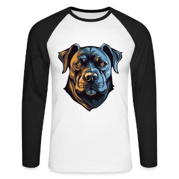 Staffordshire Bull Terrier Dog Head - Unisex Long Sleeve Baseball T-Shirt - white/black - Front - Nik (191cm)