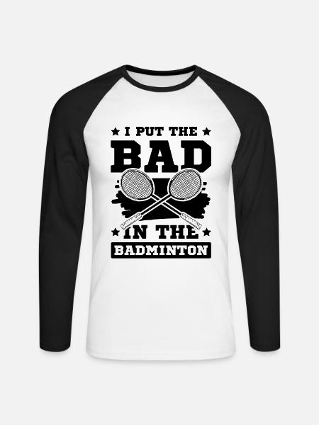 Badminton cooler spruch - Unisex Baseballshirt langarm - Weiß/Schwarz