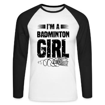 Badminton Fille - T-shirt baseball manches longues Homme - blanc/noir - Devant - Nik (191cm)