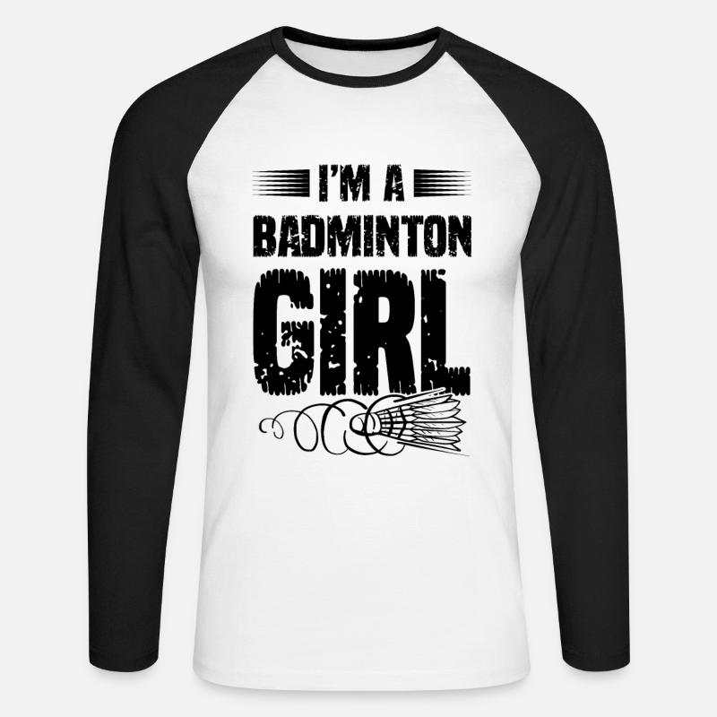badminton mädchen - Unisex Baseballshirt langarm - Weiß/Schwarz