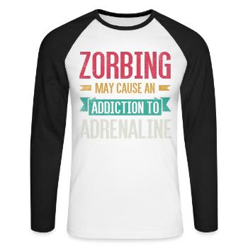 Zorbing peut causer une dépendance à l’adrénaline - T-shirt baseball manches longues Homme - blanc/noir - Devant - Nik (191cm)