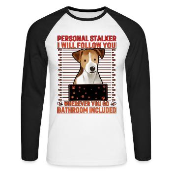 Jack Russell Terrier Lustiger Spruch - Unisex Baseballshirt langarm - Weiß/Schwarz - Vorne - Nik (191cm)