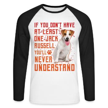 Jack Russell - Unisex Long Sleeve Baseball T-Shirt - white/black - Front - Nik (191cm)