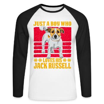 Just a Boy who loves his Jack Russell - Unisex Long Sleeve Baseball T-Shirt - white/black - Front - Nik (191cm)