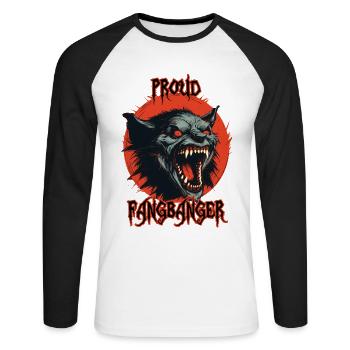 DEmon Kopf, stolzer Fangbanger - Unisex Baseballshirt langarm - Weiß/Schwarz - Vorne - Nik (191cm)