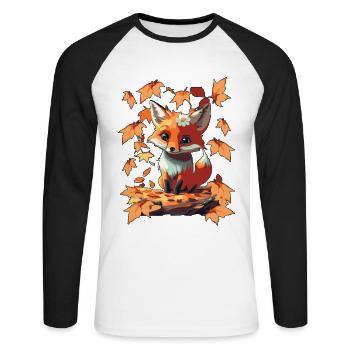 Süßer niedlicher Fuchs im Herbst Geschenk - Unisex Baseballshirt langarm - Weiß/Schwarz - Vorne - Nik (191cm)