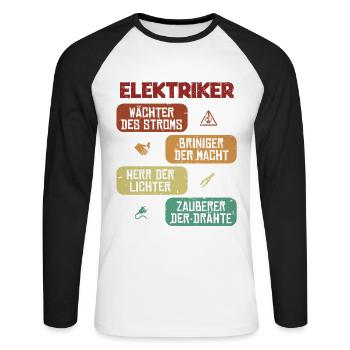Wächter Bringer Herr Zauberer Elektrotechniker - Unisex Baseballshirt langarm - Weiß/Schwarz - Vorne - Nik (191cm)