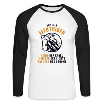 Ich bin Elektriker Elektrotechniker Elektroniker - Unisex Baseballshirt langarm - Weiß/Schwarz - Vorne - Nik (191cm)