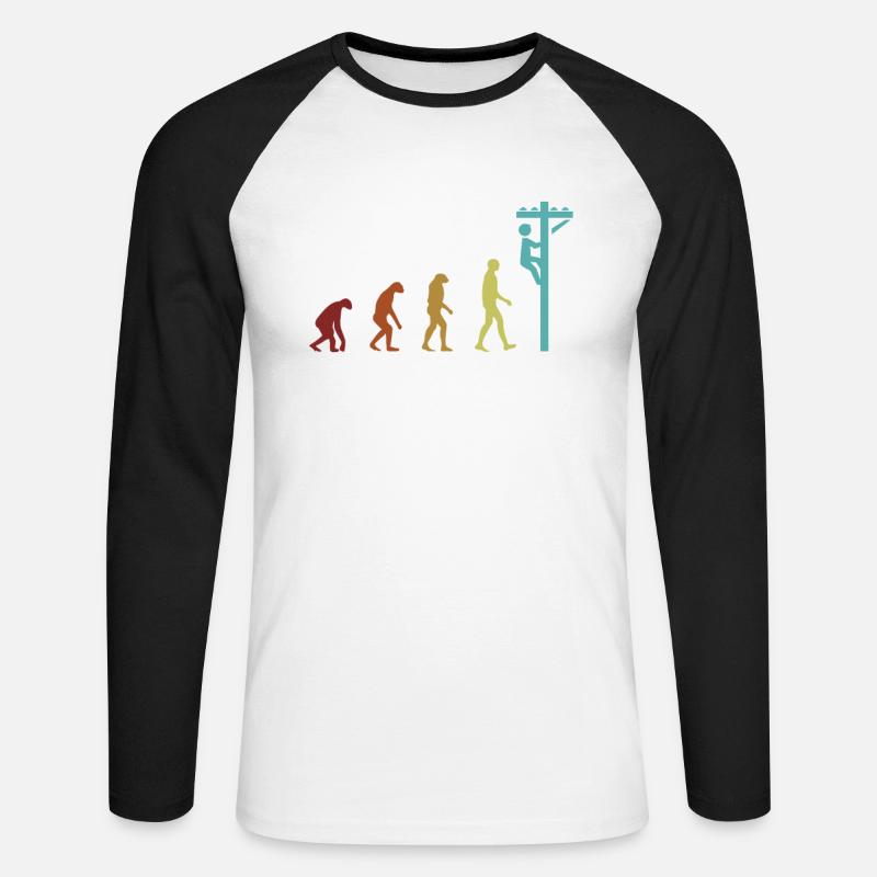 Electrician Evolution Elektroniker Elektriker - Unisex Baseballshirt langarm - Weiß/Schwarz